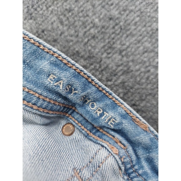 American Eagle Denim Shorts Womens 6 Blue Easy Shortie Cuffed Elastic Back Waist - Picture 10 of 11